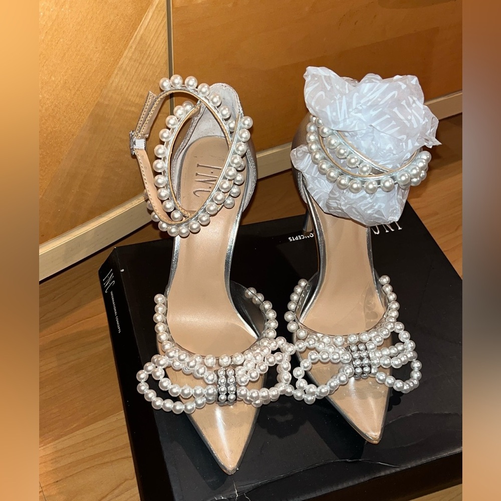INC Lidani 3 Vinyl/ Silver Pearl Heels